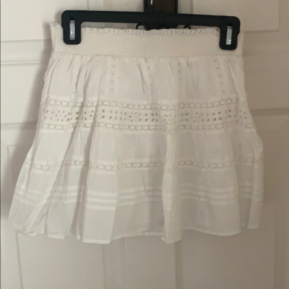 Love shack fancy white mini skirt